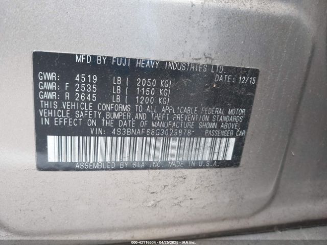 4S3BNAF68G3029878 Subaru Legacy 2.5i Premium