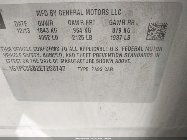 Chevrolet Cruze 1lt Auto 2014 1G1PC5SB2E7260747 Image 9