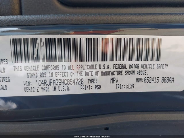 1C4RJFAG6HC894728 Jeep Grand Cherokee Altitude 4x4