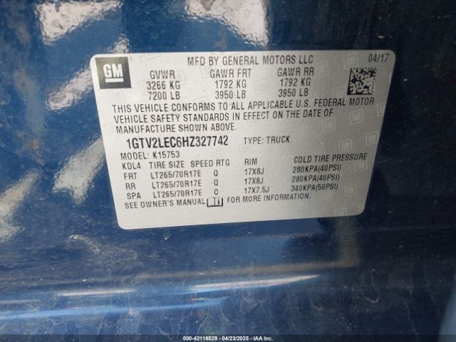 1GTV2LEC6HZ327742 GMC SIERRA 1500
