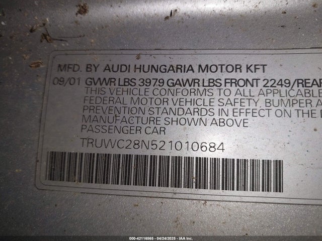 2002 AUDI TT TRUWC28N521010684 Photo 8