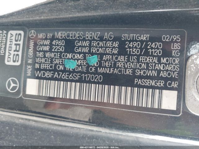 1995 MERCEDES-BENZ SL WDBFA76E6SF117020 Photo 8