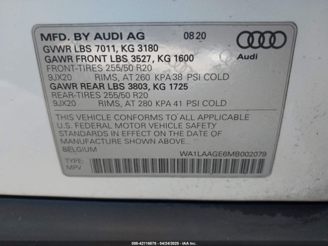 WA1LAAGE6MB002079 Audi E-tron Premium Plus Quattro