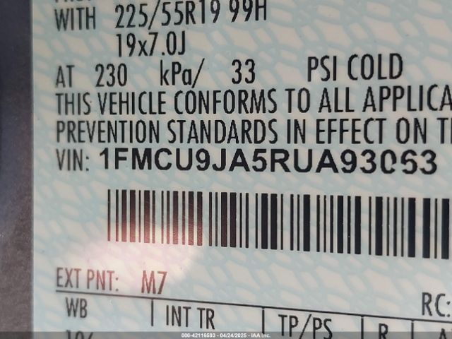 1FMCU9JA5RUA93063 Ford Escape Platinum