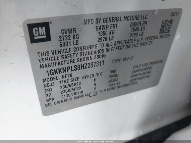 1GKKNPLS8HZ287311 GMC Acadia Denali
