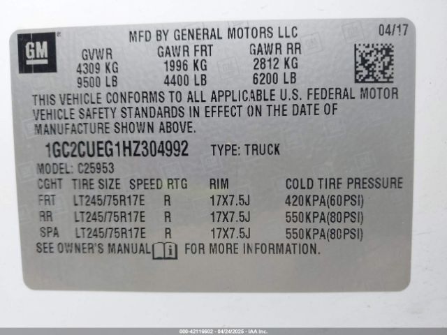 1GC2CUEG1HZ304992 Chevrolet Silverado 2500hd Wt