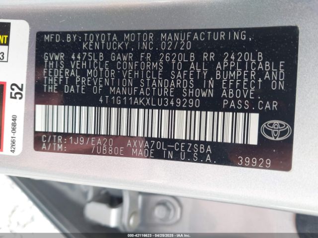 4T1G11AKXLU349290 Toyota CAMRY SE