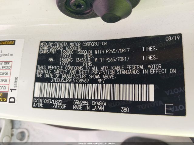 JTEBU5JR9L5738969 Toyota 4runner Sr5 Premium
