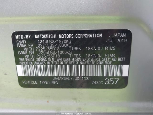2020 MITSUBISHI OUTLANDER SPORT JA4AP3AU3LU001332 Photo 8