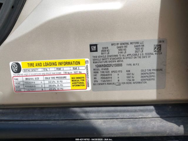 1GKKRSKD2FJ158888 GMC Acadia Slt-2