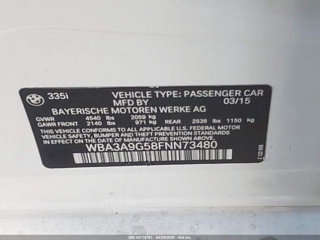 WBA3A9G58FNN73480 BMW 335i