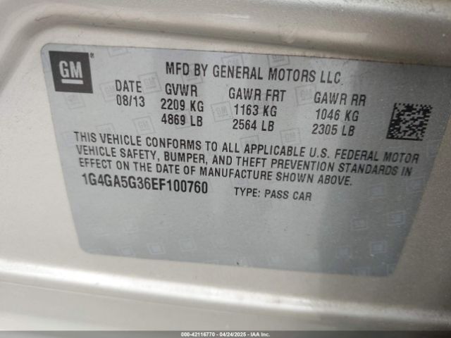 1G4GA5G36EF100760 Buick Lacrosse