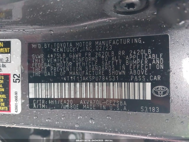 4T1T11AK5PU784531 Toyota a25a-fks