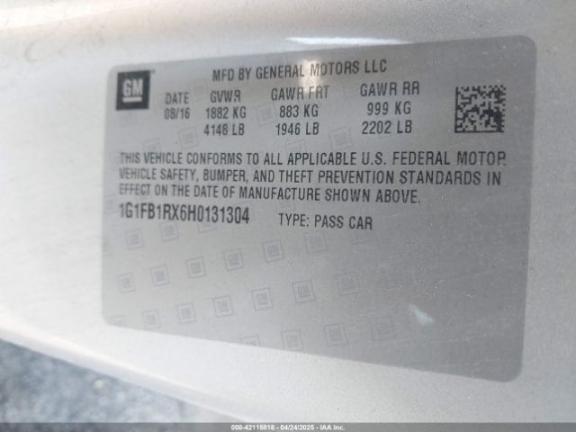 2017 CHEVROLET CAMARO 1G1FB1RX6H0131304 Photo 8