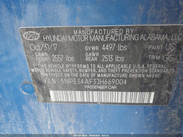 2018 HYUNDAI SONATA 5NPE34AF3JH669004 Photo 8