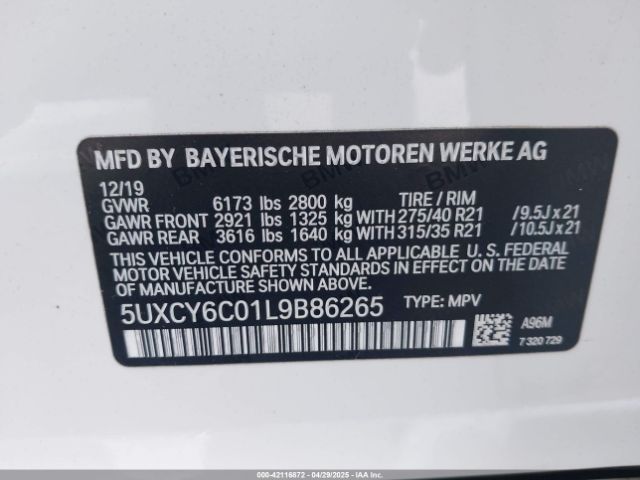 5UXCY6C01L9B86265 BMW X6 Xdrive40i