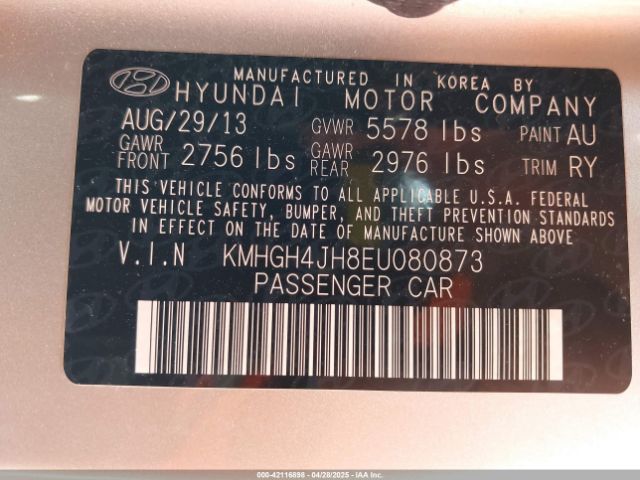 KMHGH4JH8EU080873 Hyundai Equus Signature