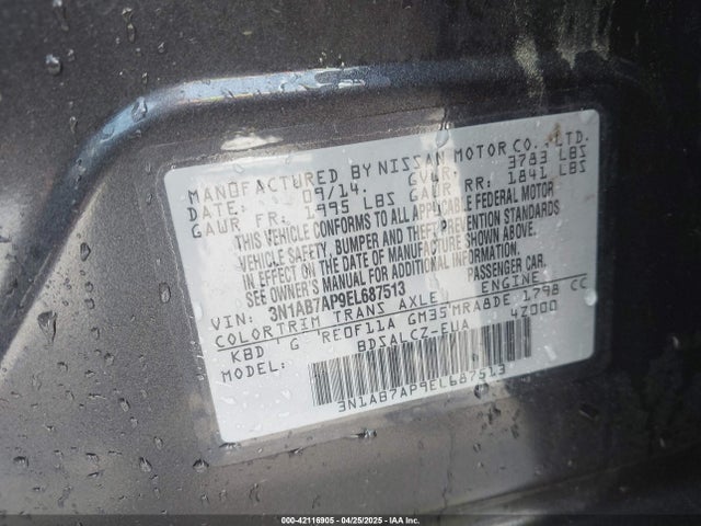 3N1AB7AP9EL687513 Nissan SENTRA S