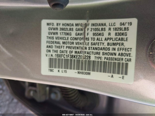 19XFC1F38KE205228 Honda CIVIC EX