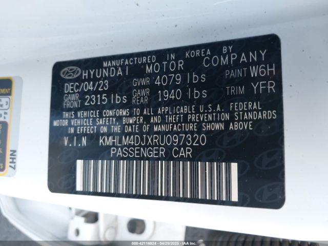 KMHLM4DJXRU097320 Hyundai Elantra Hybrid Blue