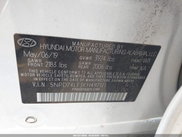 Hyundai ELANTRA SE 2019 5NPD74LF3KH497121 Image 9