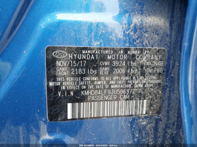 KMHD84LF9JU596572 Hyundai Elantra Value Edition