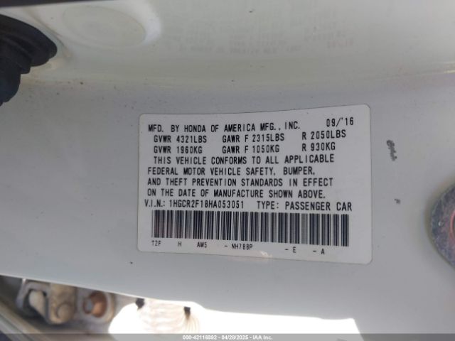 1HGCR2F18HA053051 Honda Accord Sport Se