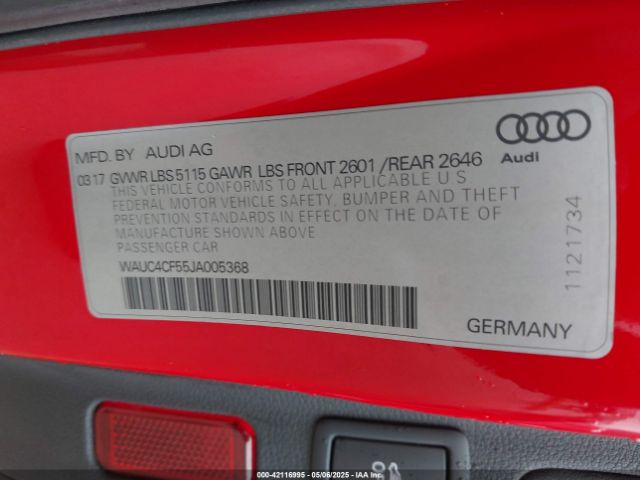 WAUC4CF55JA005368 Audi S5 3.0t Premium Plus