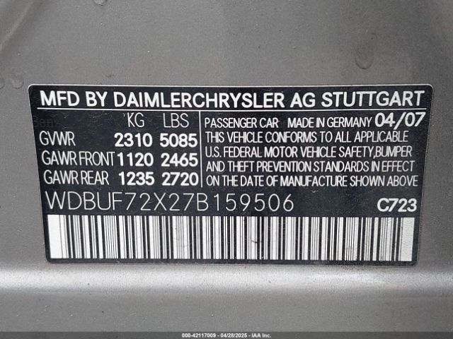 2007 MERCEDES-BENZ E 550 WDBUF72X27B159506 Photo 8