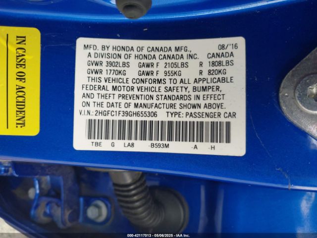 2HGFC1F39GH655306 Honda Civic Ex-t
