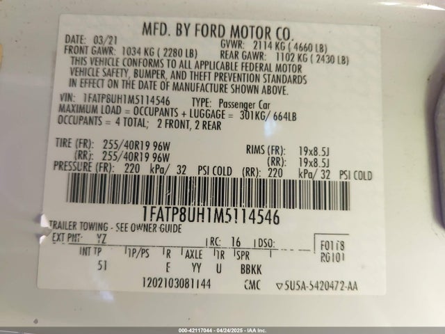 Ford Mustang Ecoboost Premium 2021 1FATP8UH1M5114546 Image 9