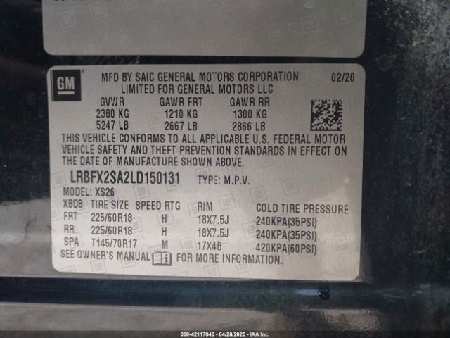 LRBFX2SA2LD150131 Buick Envision Awd Essence
