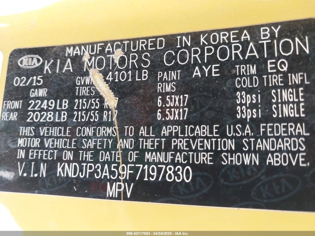KIA dohc gdi nu 2015 KNDJP3A59F7197830 Image 9