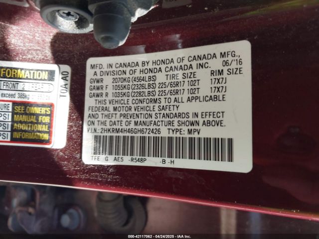 2HKRM4H46GH672426 Honda CR-V SE