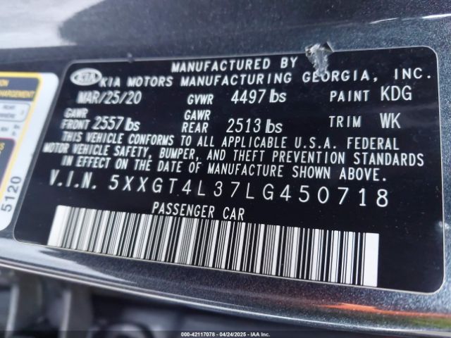2020 KIA OPTIMA 5XXGT4L37LG450718 Photo 8