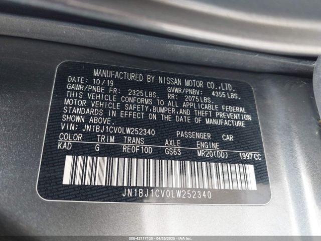 JN1BJ1CV0LW252340 Nissan Rogue Sport Sv Fwd Xtronic Cvt