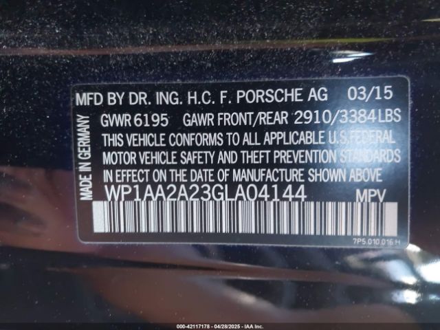 WP1AA2A23GLA04144 Porsche Cayenne