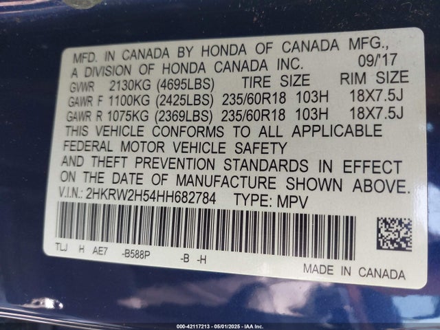 2HKRW2H54HH682784 Honda CR-V EX