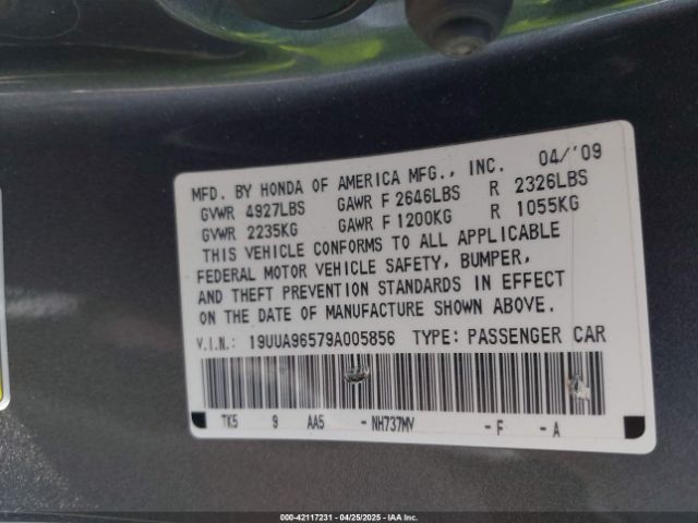 2009 ACURA TL 19UUA96579A005856 Photo 8