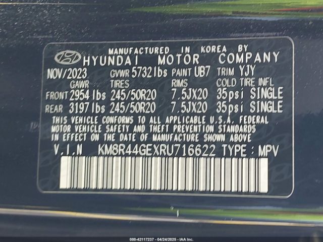 KM8R44GEXRU716622 Hyundai Palisade Sel