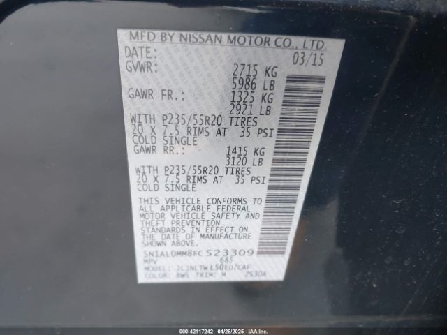 5N1AL0MM8FC523309 Infiniti QX60
