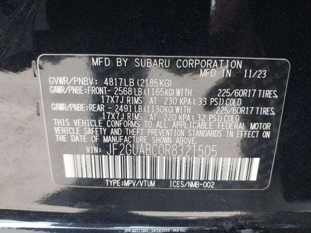 Subaru na 2024 JF2GUABC0R8321505 Image 9