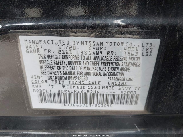 3N1AB8DV1MY213590 Nissan Sentra Sr Xtronic Cvt