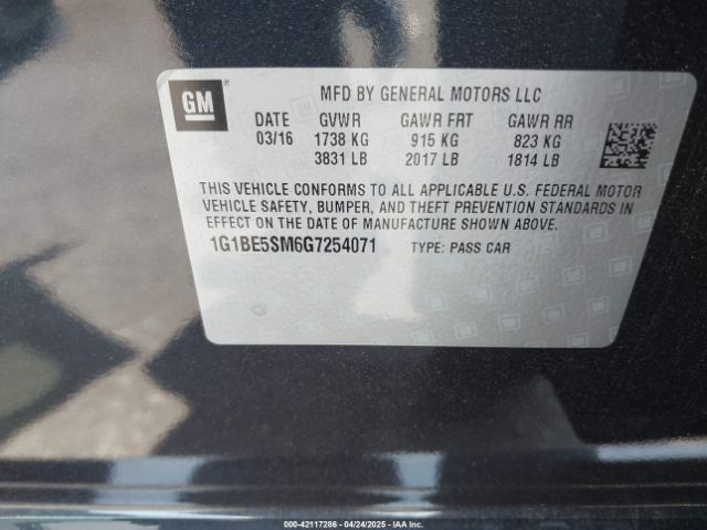 1G1BE5SM6G7254071 Chevrolet Cruze Lt Auto