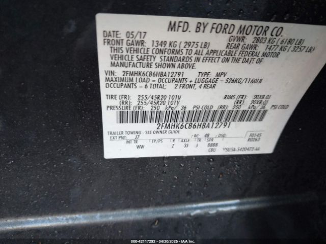 2FMHK6C86HBA12791 Ford FLEX SEL