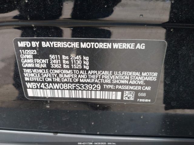 WBY43AW08RFS33929 BMW I4 Edrive35