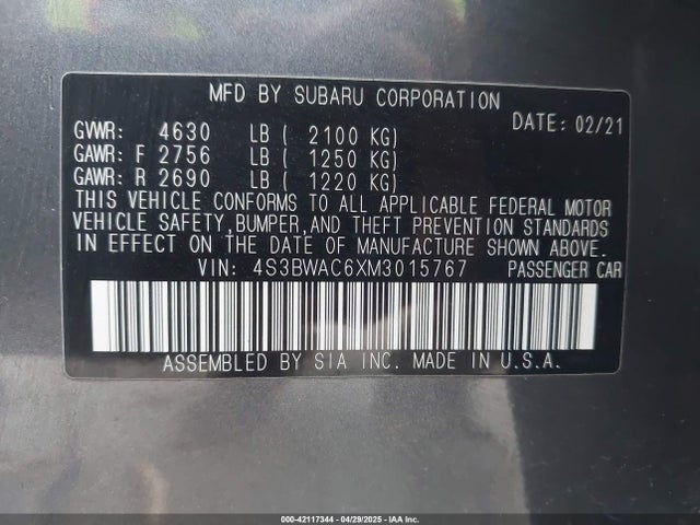 4S3BWAC6XM3015767 Subaru Legacy Premium