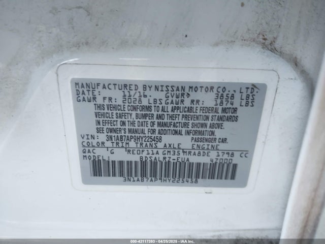 3N1AB7AP9HY225458 Nissan SENTRA SR