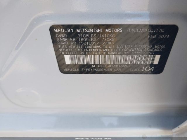 2024 MITSUBISHI MIRAGE G4 ML32FUFJ0RHF09203 Photo 8