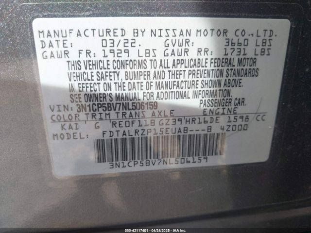 2022 NISSAN KICKS 3N1CP5BV7NL506159 Photo 8